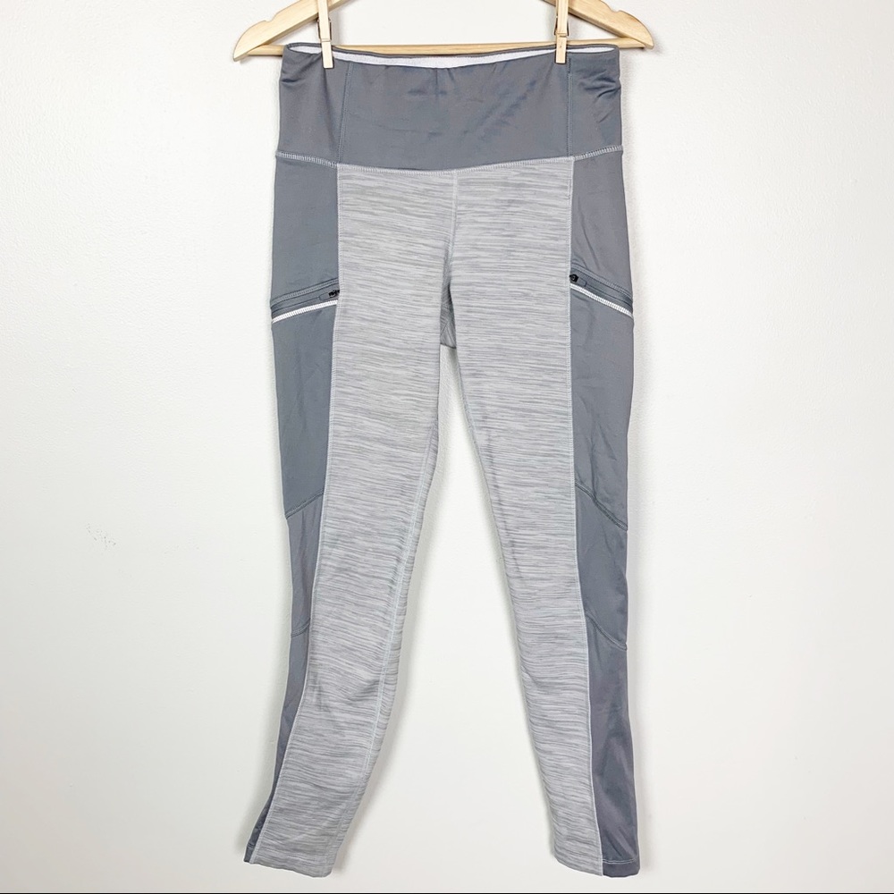 ATHLETA Polar Racer Tight Fleece Lined Gray Leggings Medium